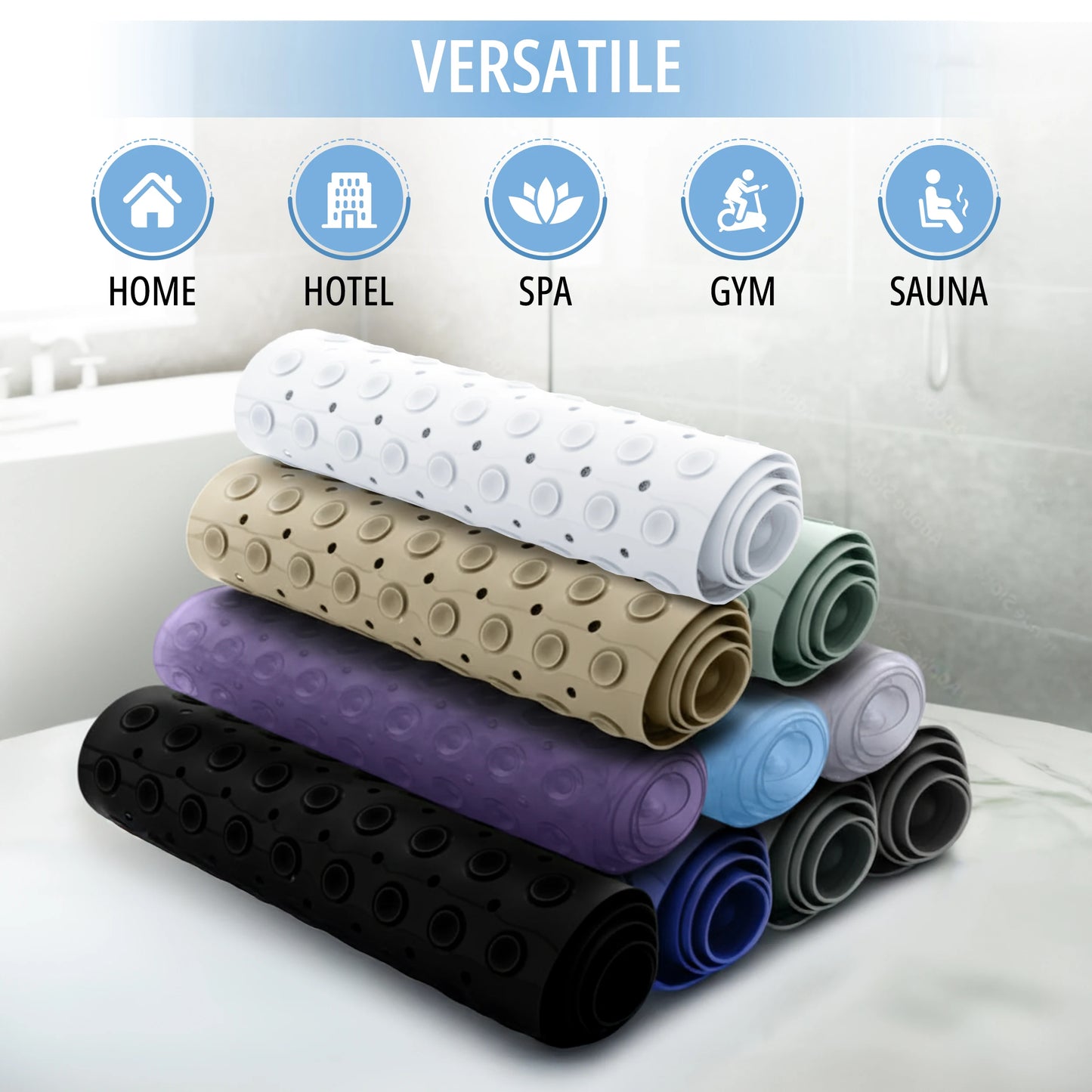 LDC Lux Decor Collection Non Slip Bathtub Mat With Suction Cups Machine Washable