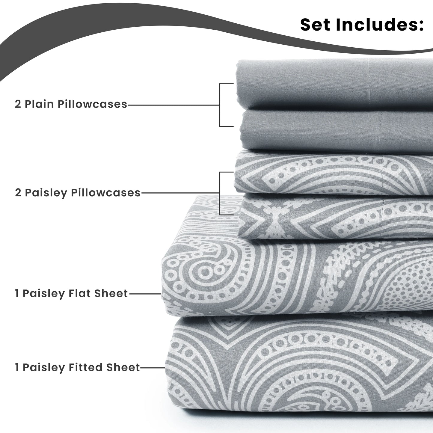 Lux Decor Paisley Microfiber Sheet Set Soft Wrinkle Free