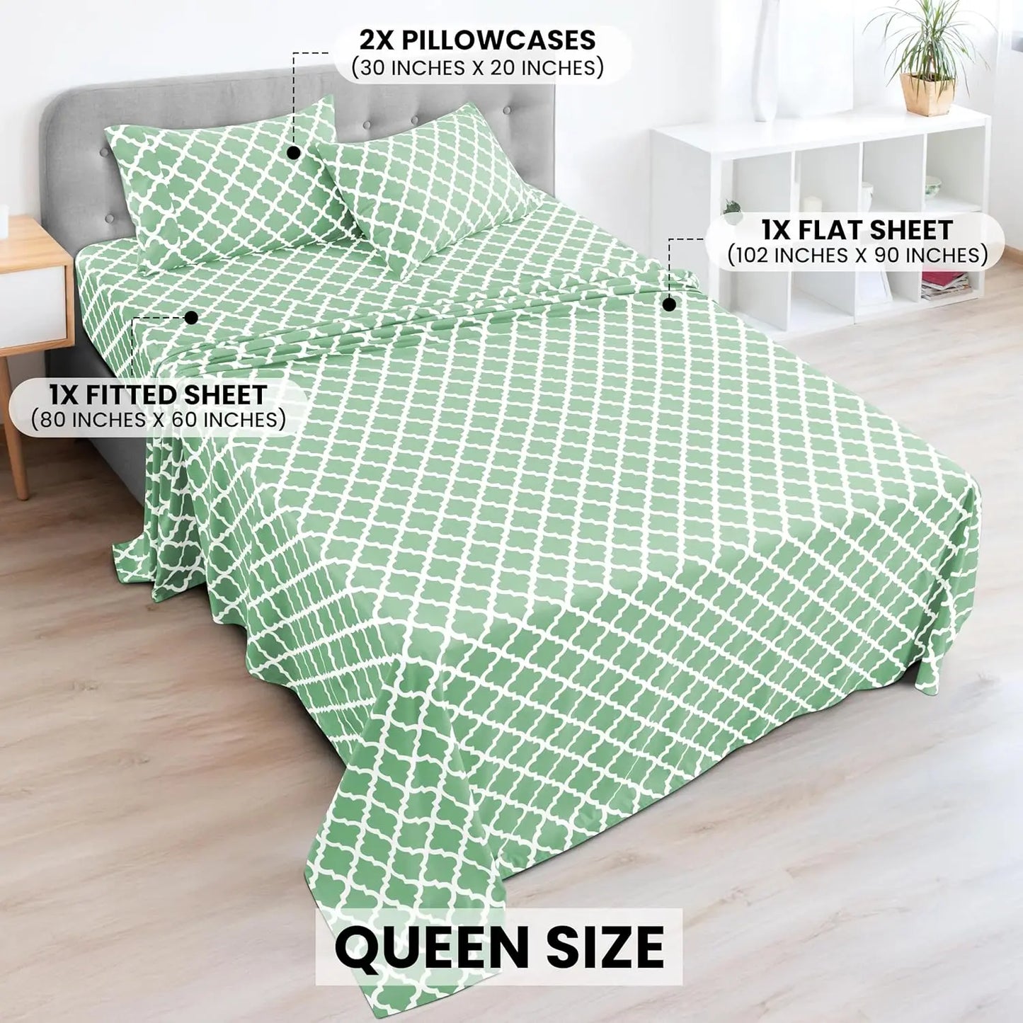 Quatrefoil Microfiber Sheet Set Wrinkle Resistant Bedding