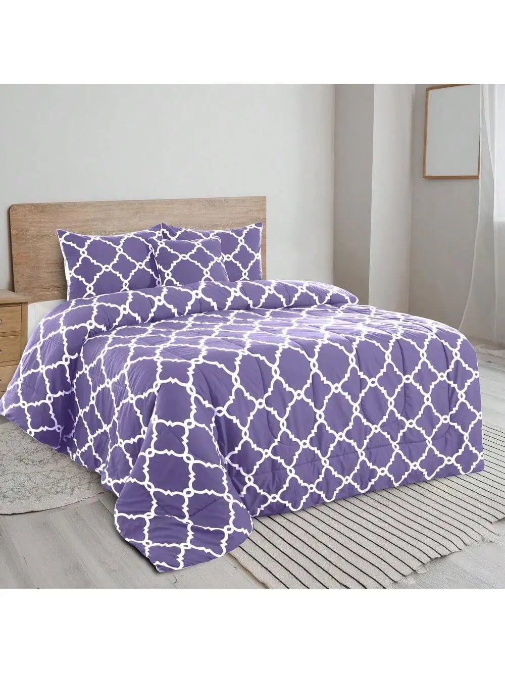 LDC Lux Decor Collection Reversible 5pc Comforter Set Microfiber Bedding