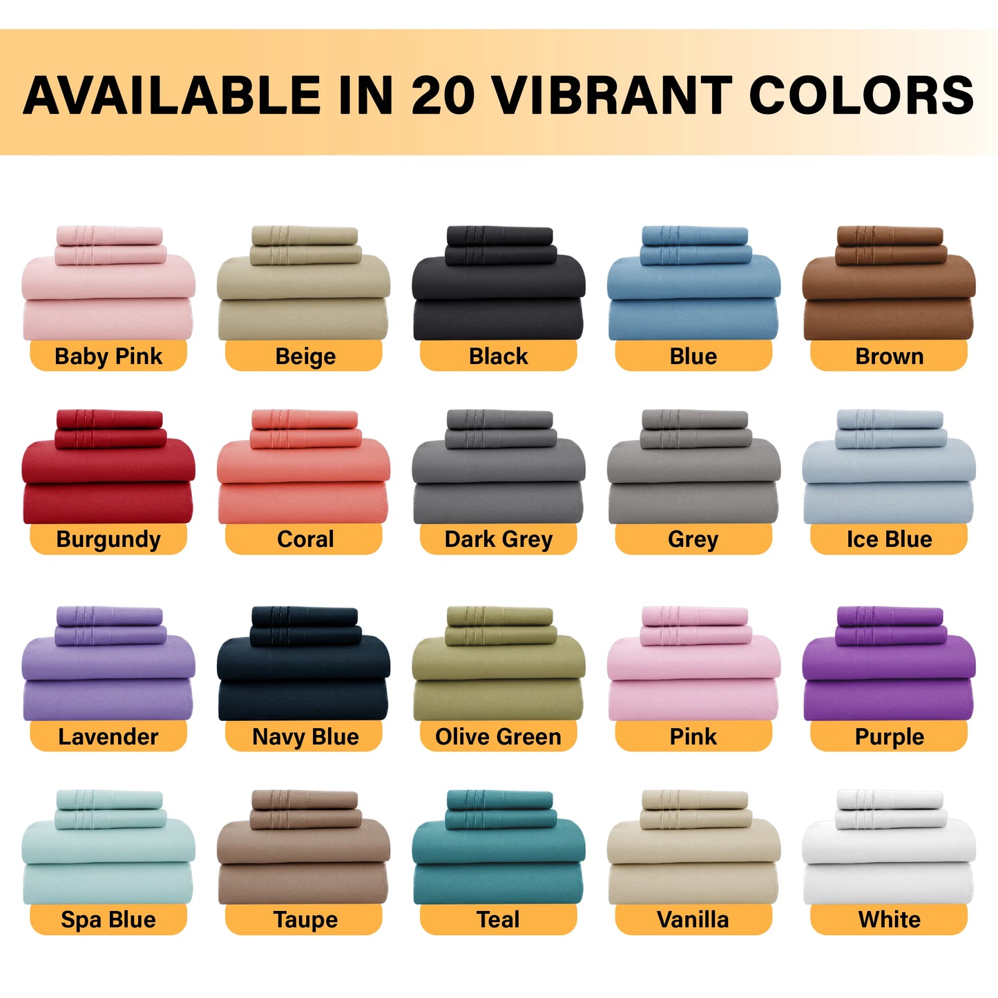 LDC Lux Decor Collection 6 Piece Solid Sheet Set Brushed Microfiber