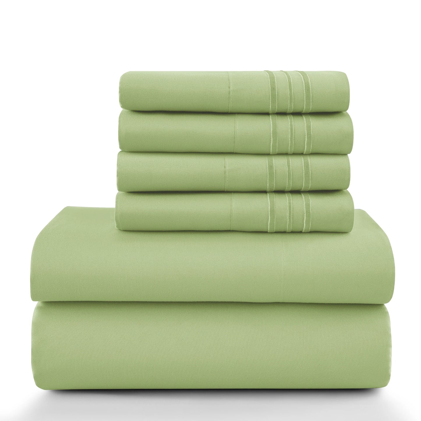 LDC Lux Decor Collection 6 Piece Solid Sheet Set Brushed Microfiber