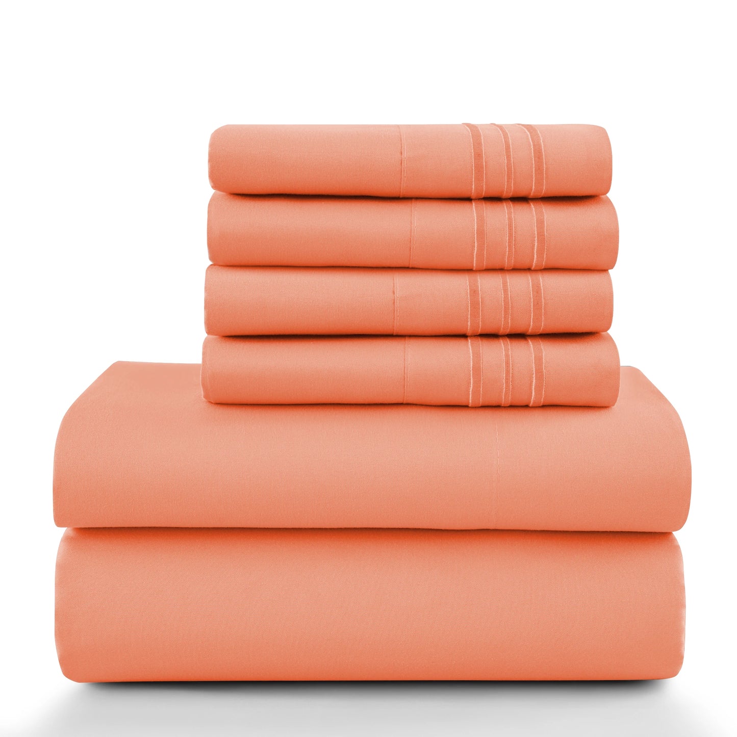 LDC Lux Decor Collection 6 Piece Solid Sheet Set Brushed Microfiber