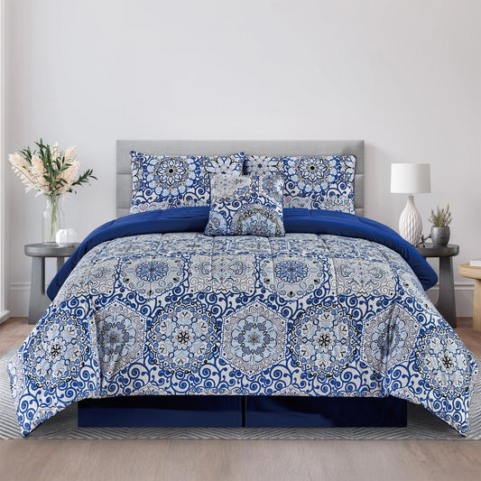 LDC Lux Decor Collection Reversible 5pc Comforter Set Microfiber Bedding