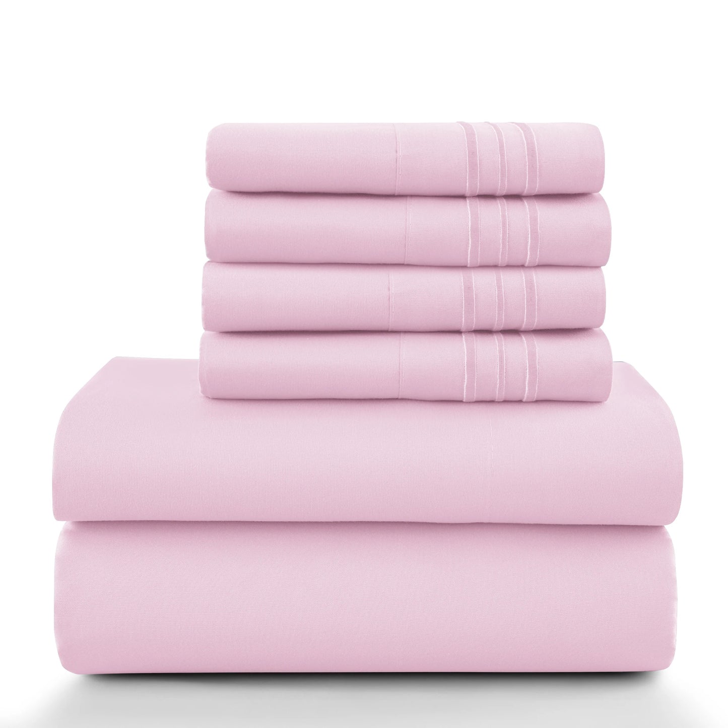 LDC Lux Decor Collection 6 Piece Solid Sheet Set Brushed Microfiber