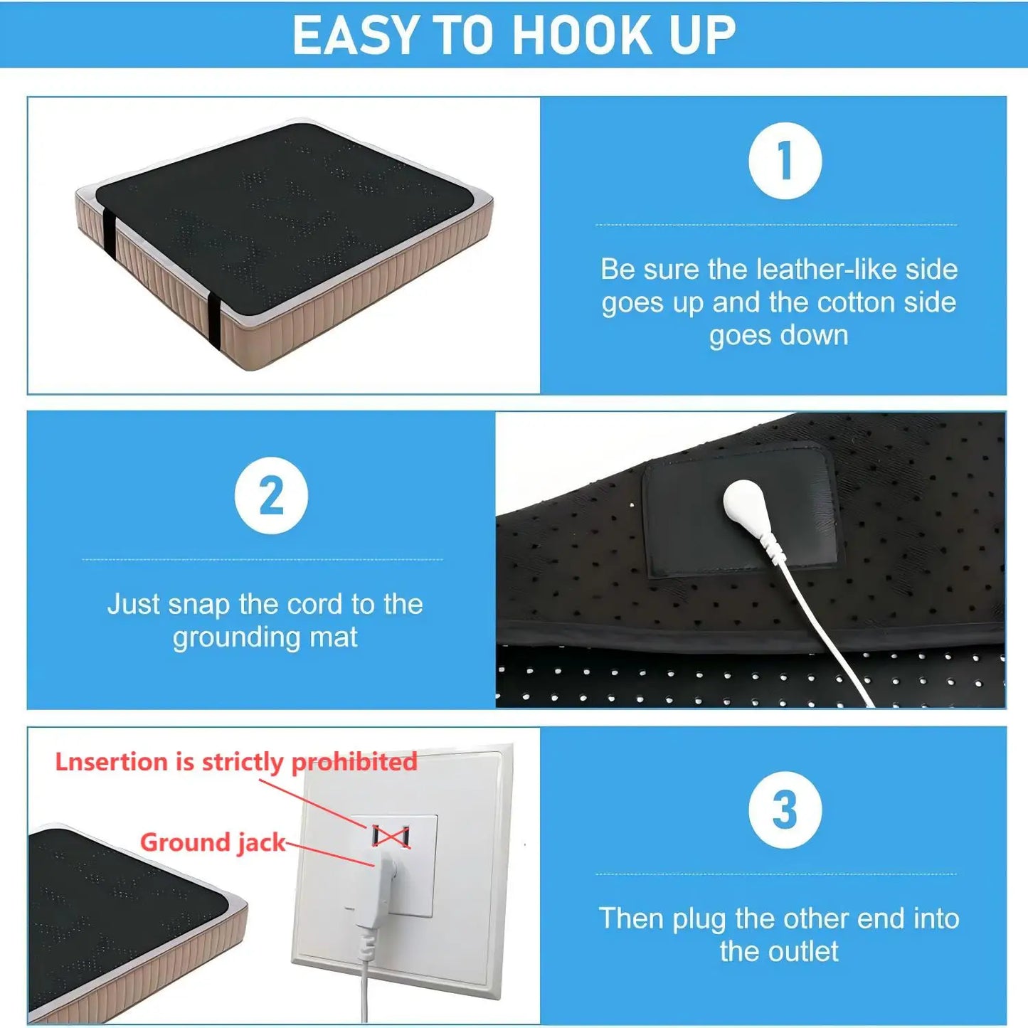 Grounding Sheet And Mat Perforated Carbon Conductive Faux Leather