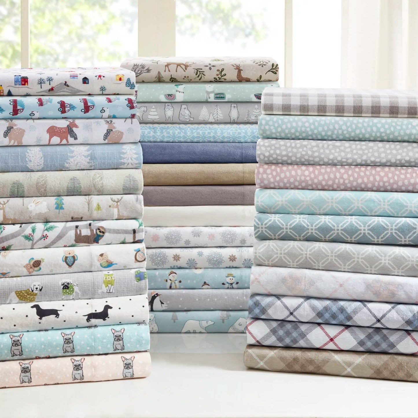 3 Piece Printed Sheet Set Village Plaid Print Cotton
