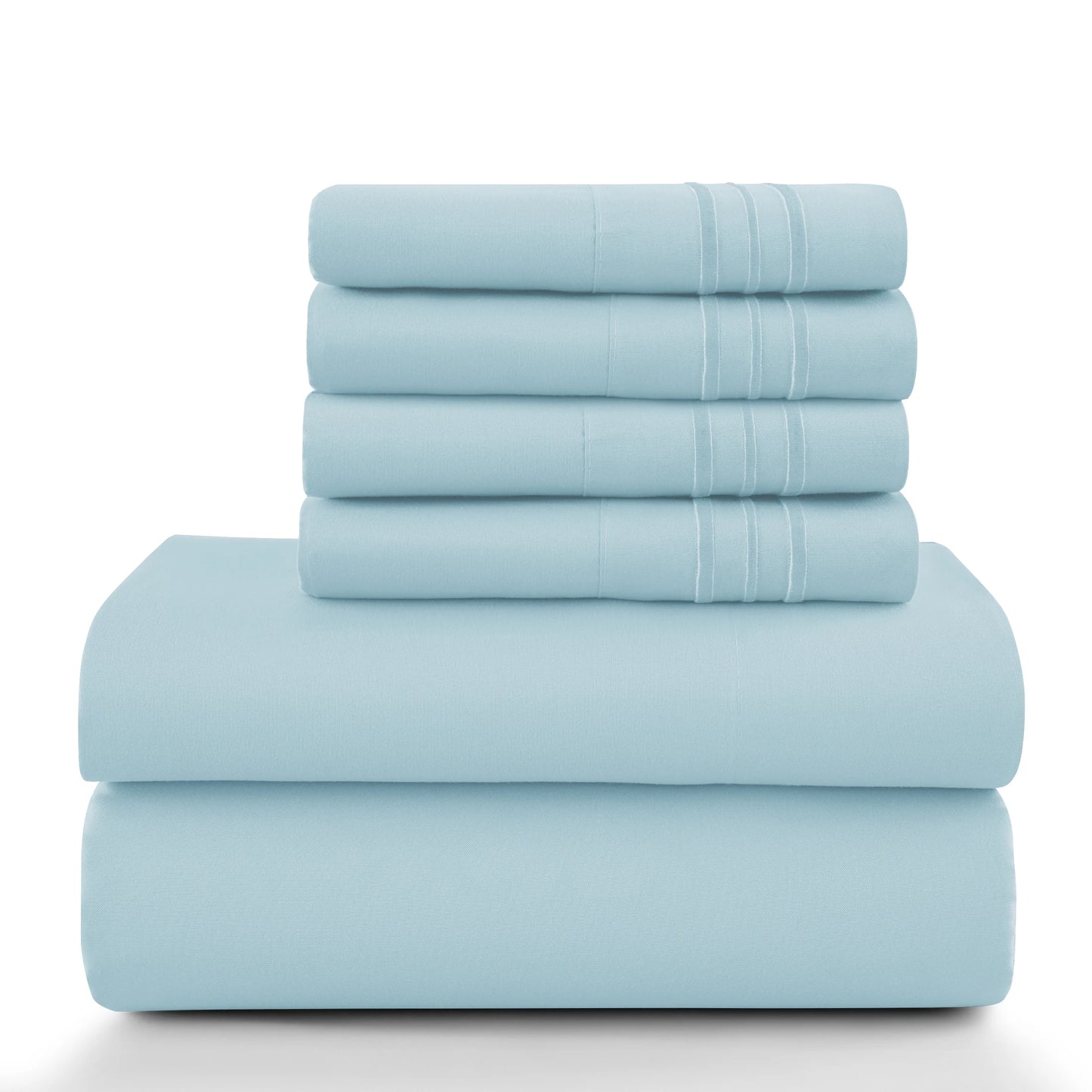 LDC Lux Decor Collection 6 Piece Solid Sheet Set Brushed Microfiber
