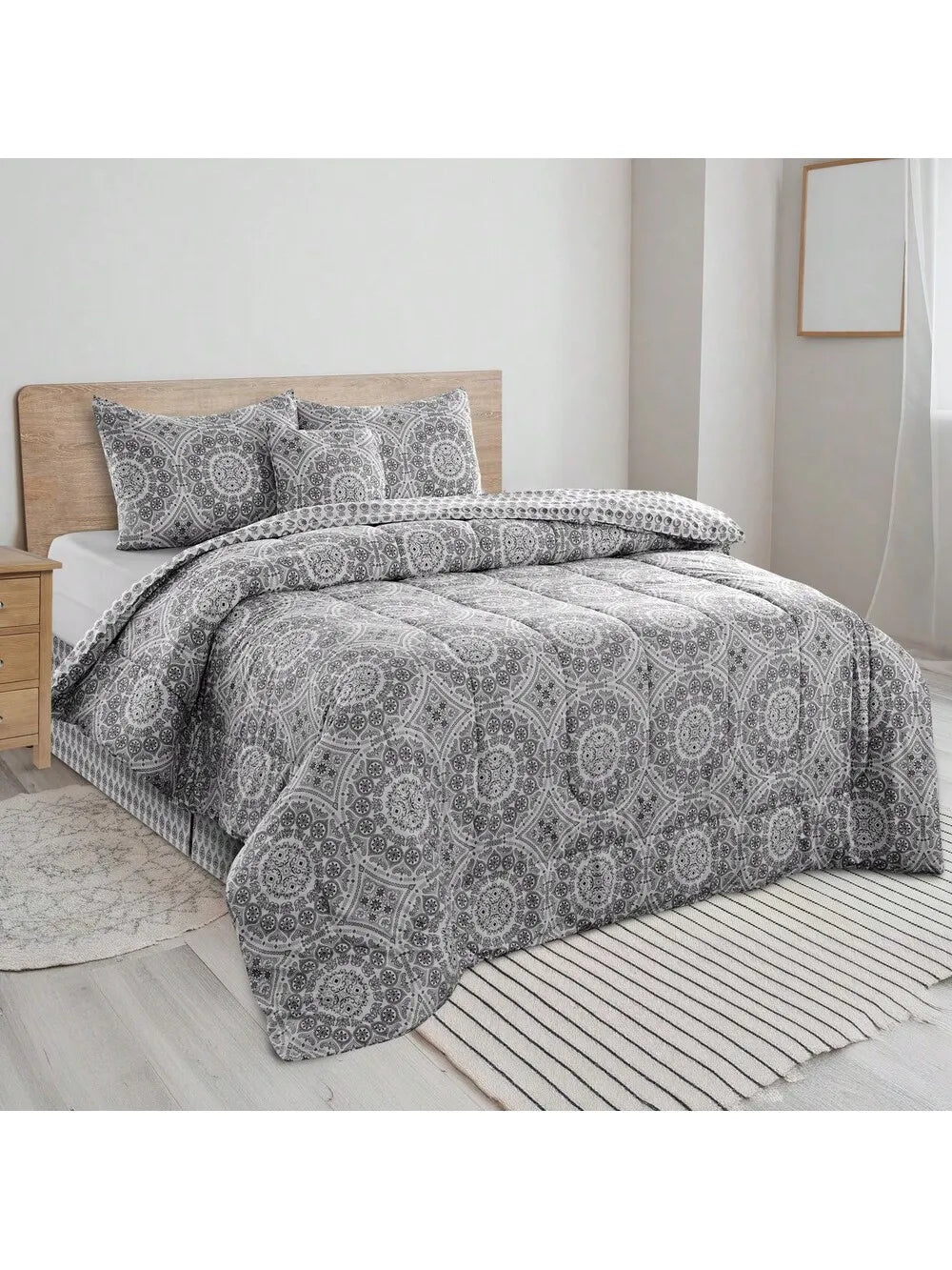 LDC Lux Decor Collection Reversible 5pc Comforter Set Microfiber Bedding
