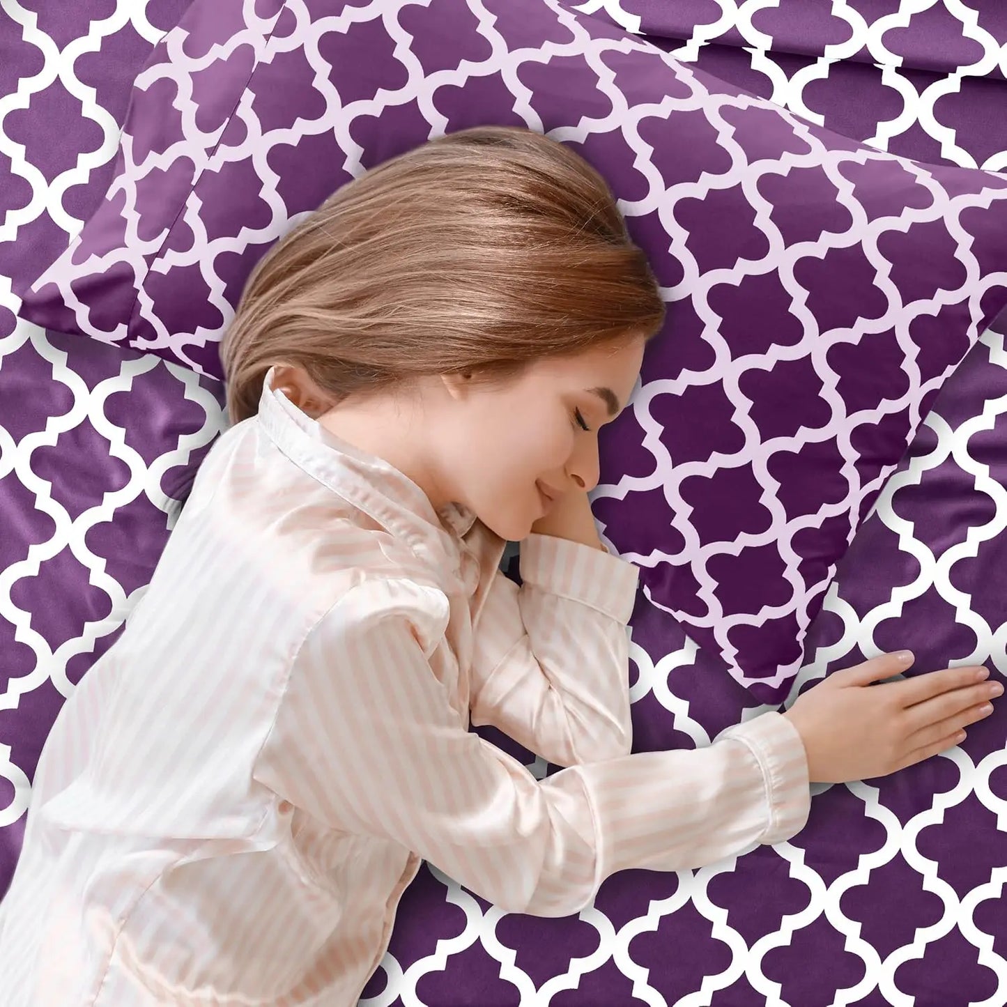 Quatrefoil Microfiber Sheet Set Wrinkle Resistant Bedding