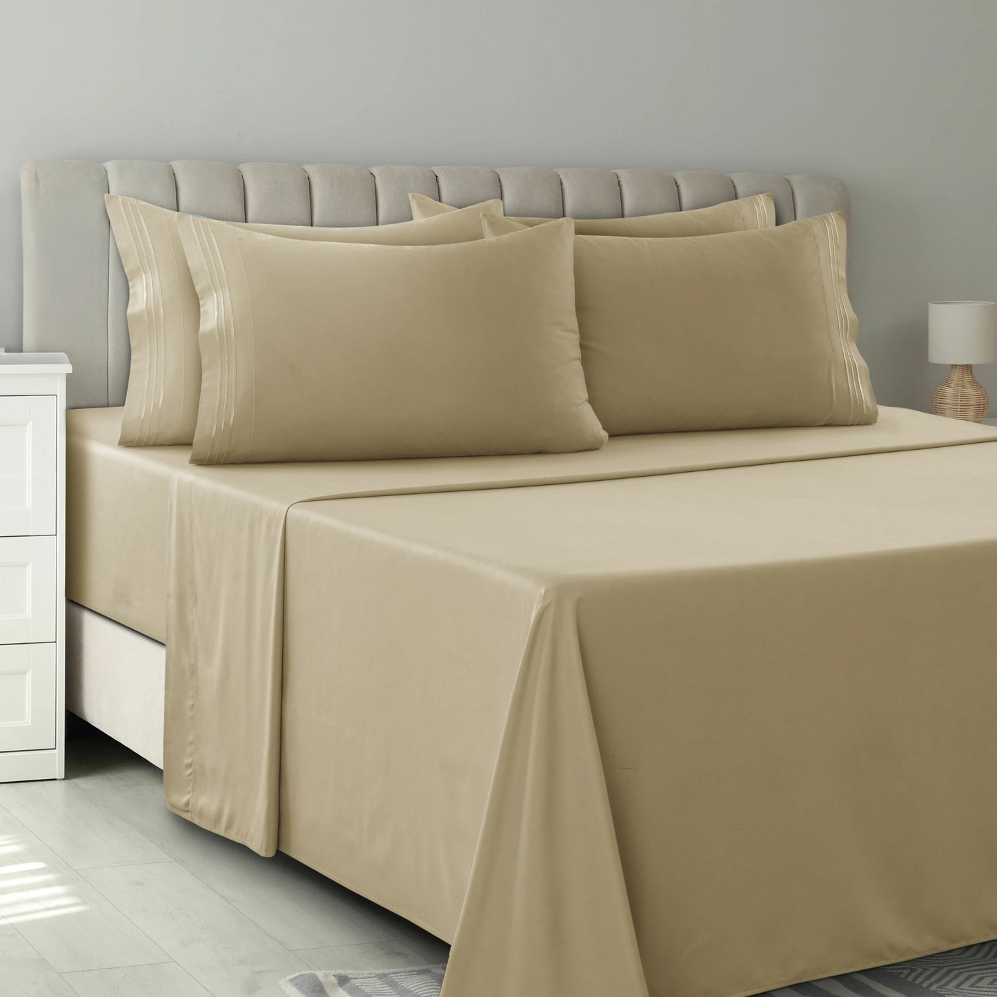 LDC Lux Decor Collection 6 Piece Solid Sheet Set Brushed Microfiber