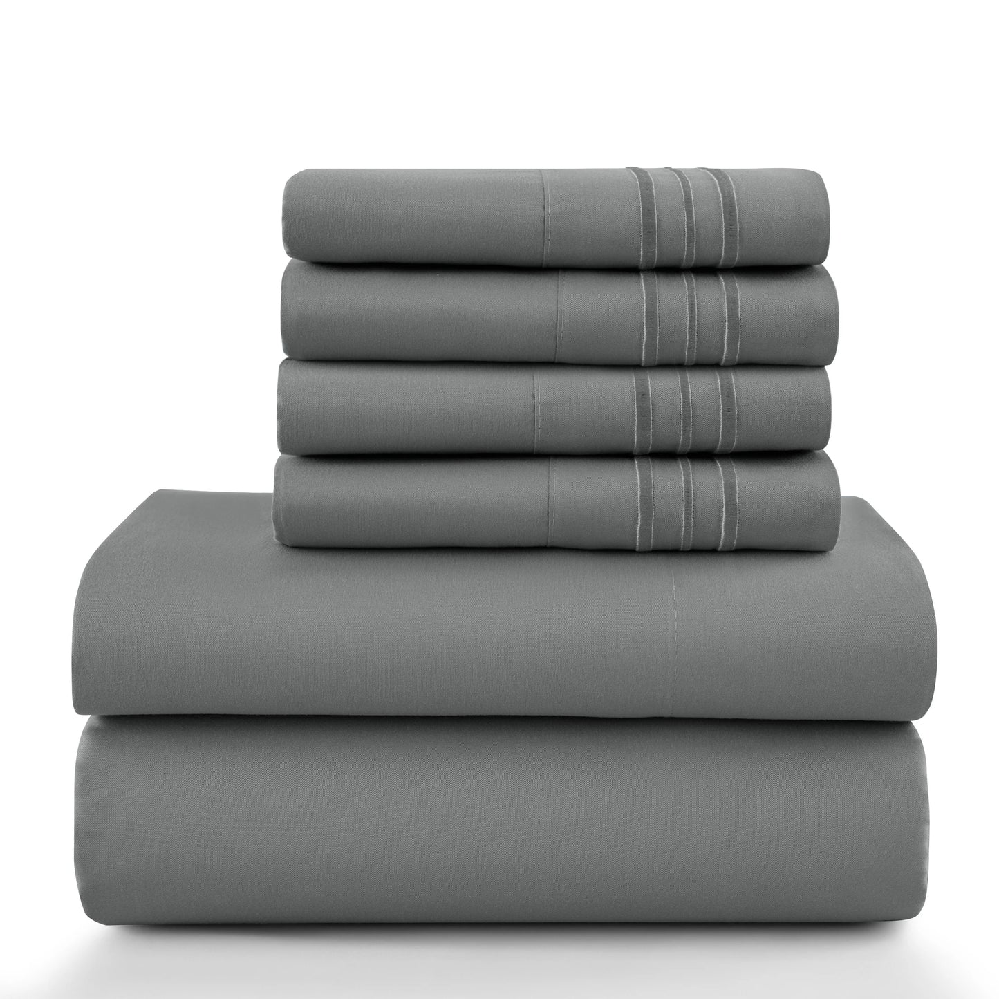 LDC Lux Decor Collection 6 Piece Solid Sheet Set Brushed Microfiber