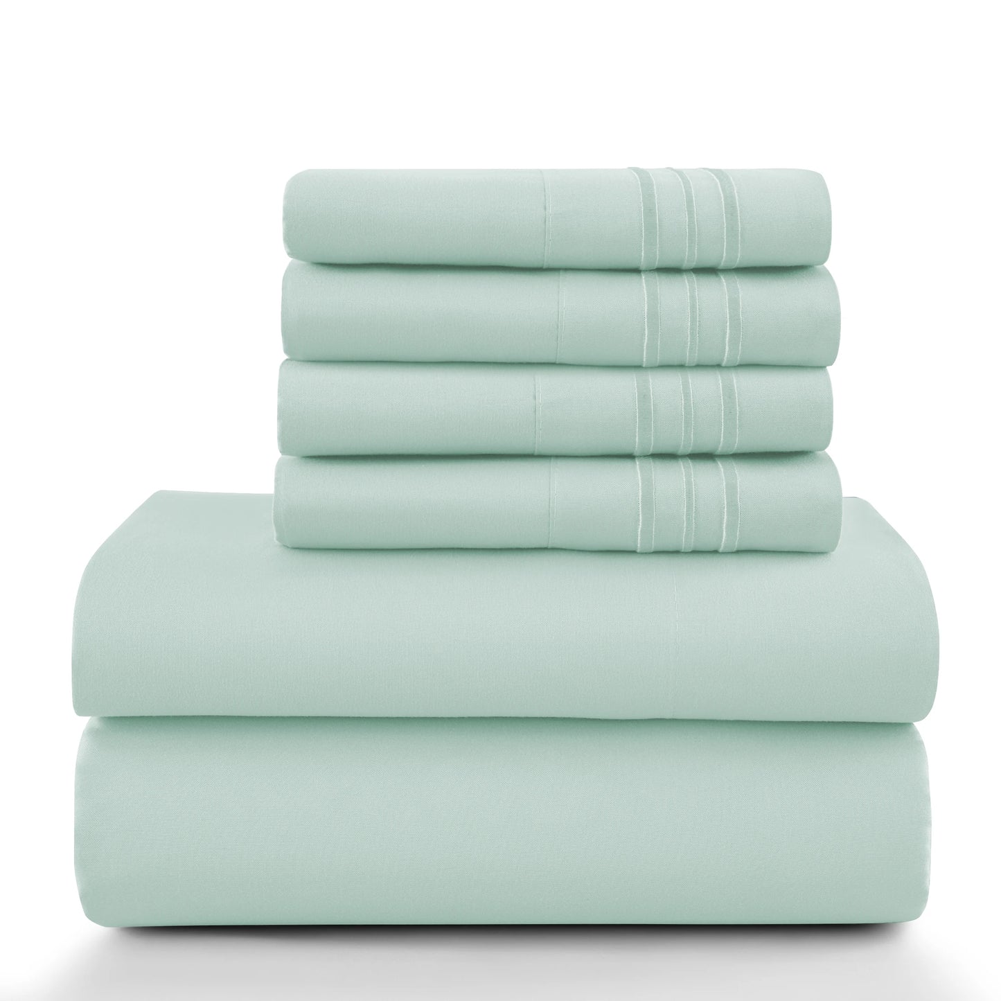 LDC Lux Decor Collection 6 Piece Solid Sheet Set Brushed Microfiber