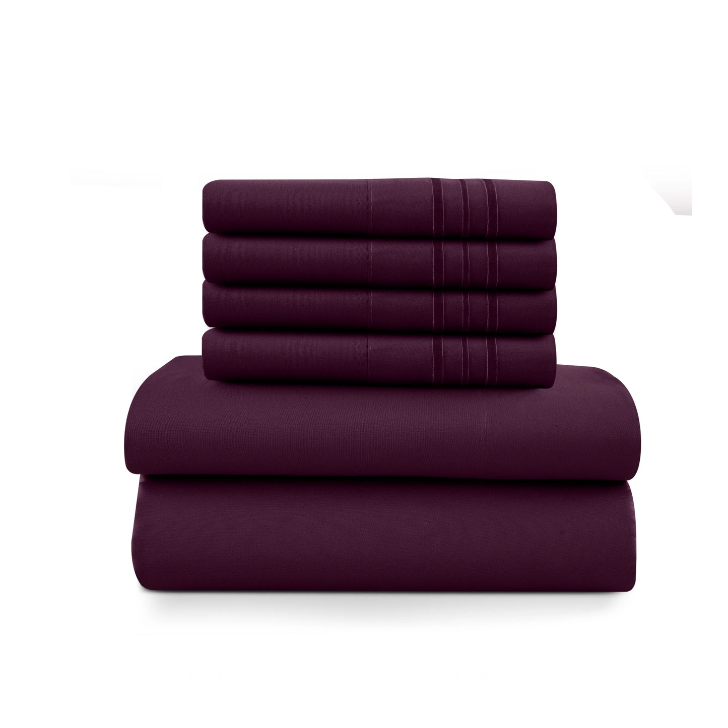 LDC Lux Decor Collection 6 Piece Solid Sheet Set Brushed Microfiber
