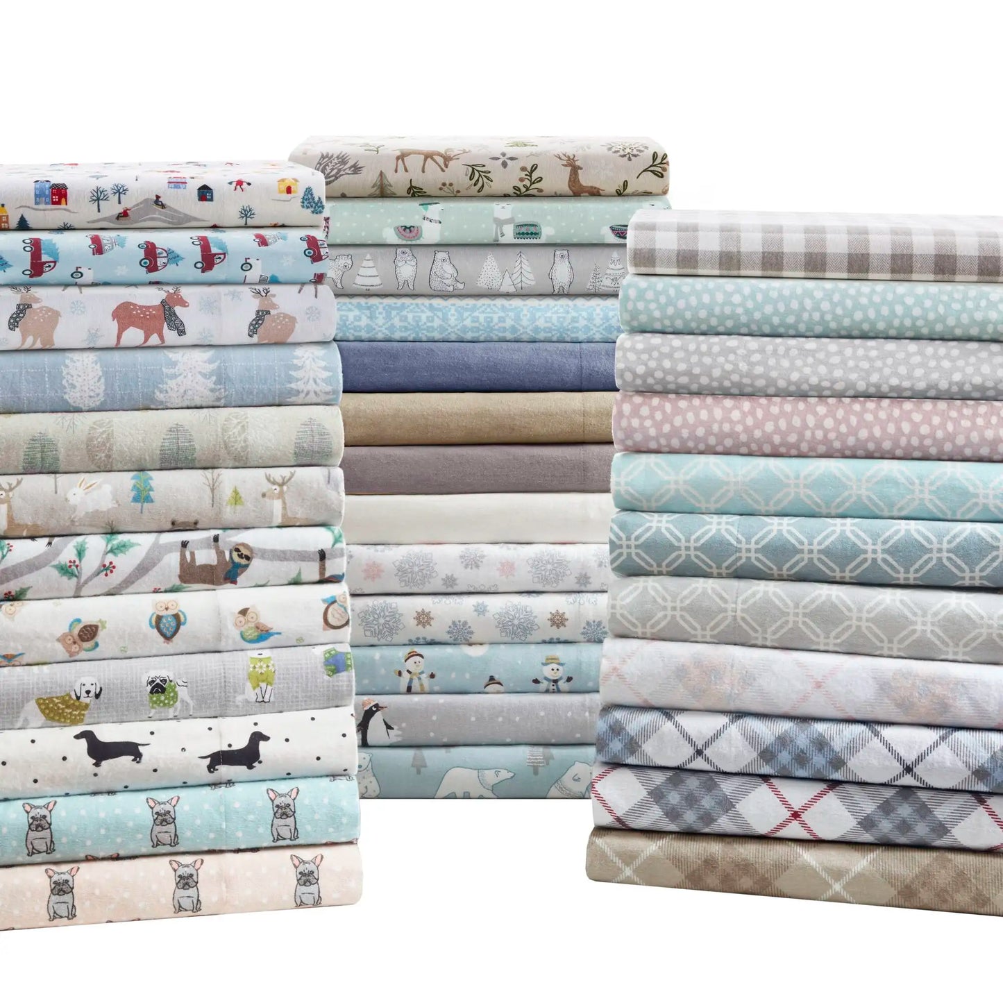 3 Piece Printed Sheet Set Village Plaid Print Cotton