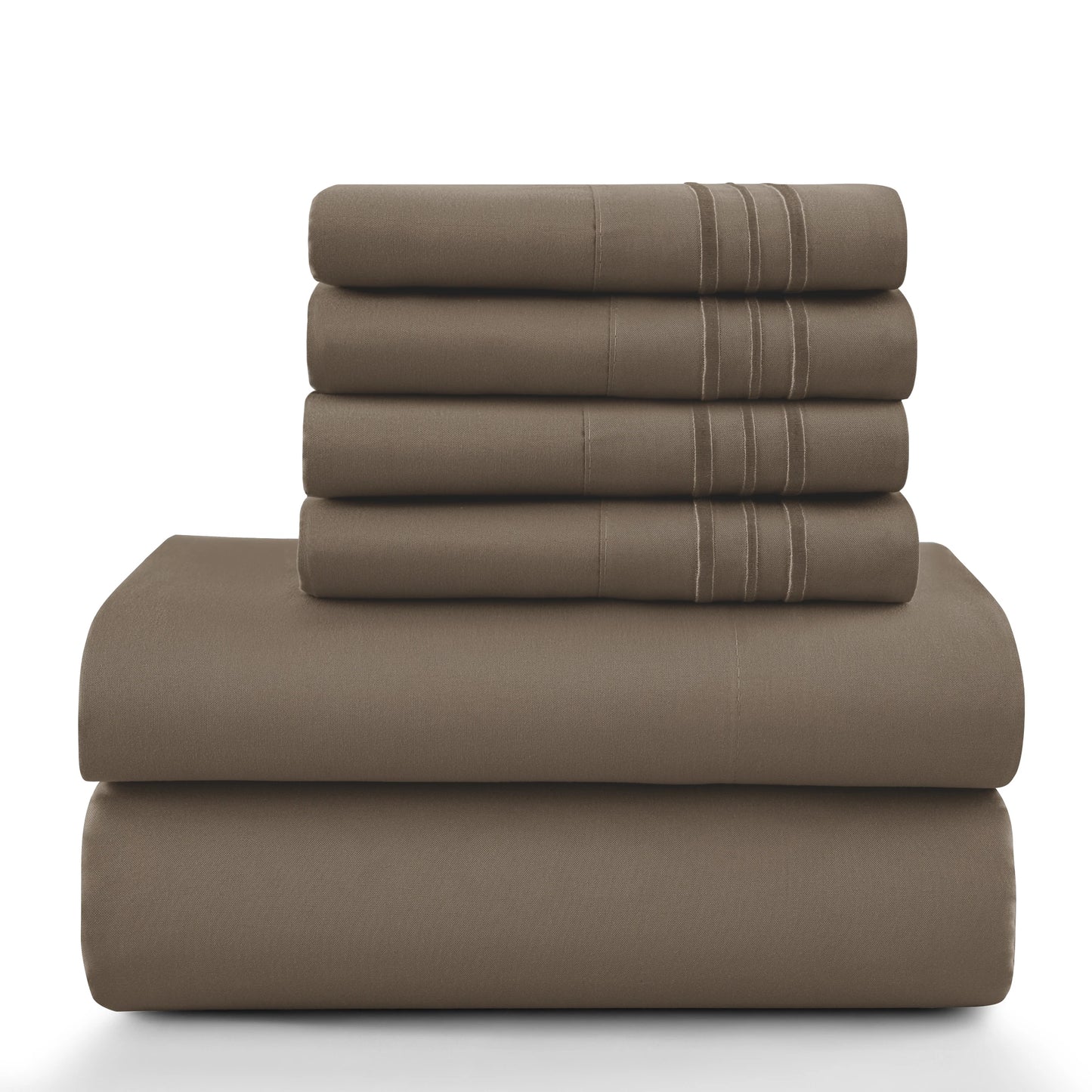 LDC Lux Decor Collection 6 Piece Solid Sheet Set Brushed Microfiber