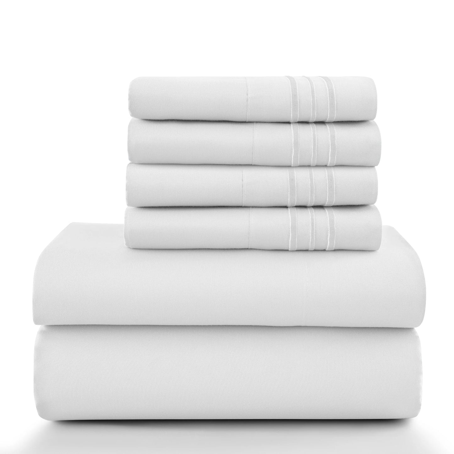 LDC Lux Decor Collection 6 Piece Solid Sheet Set Brushed Microfiber