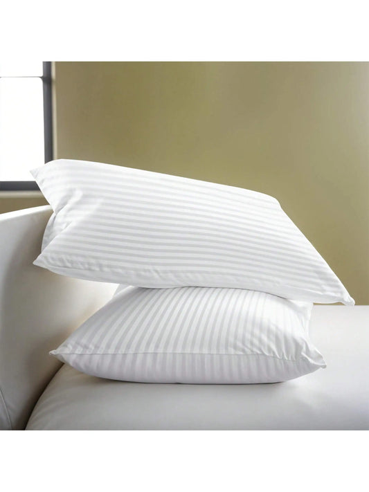 LUX Décor Hotel Stripe Pillows Set of 2 – Down Alternative Bed Pillows for Sleeping – Soft & Supportive Hotel Quality