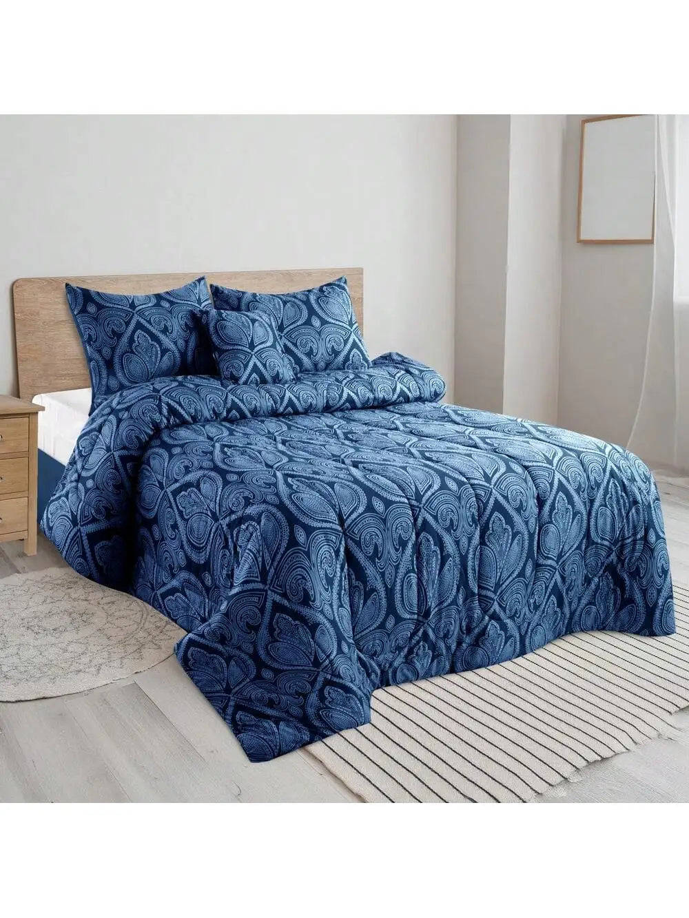 LDC Lux Decor Collection Reversible 5pc Comforter Set Microfiber Bedding