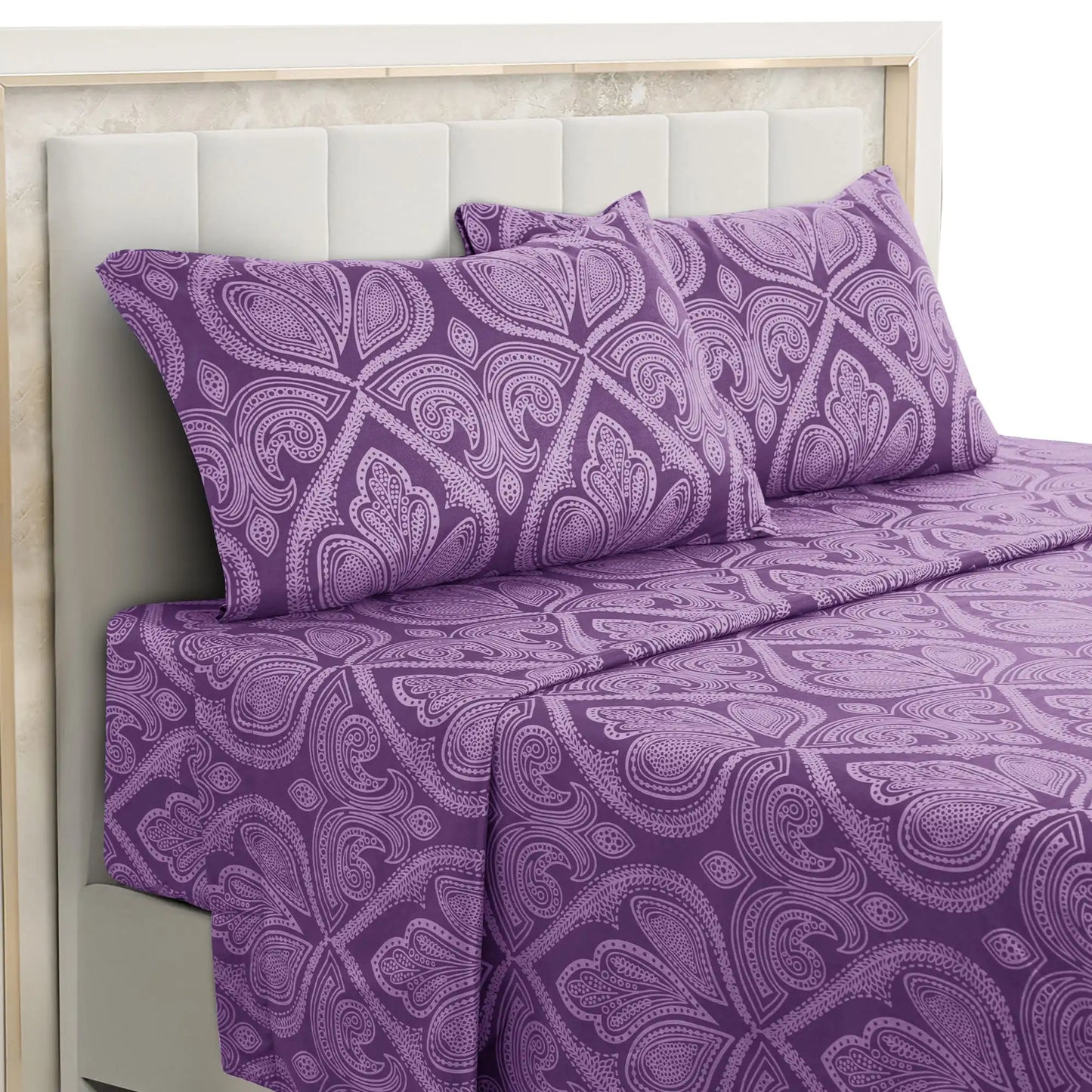 LDC Lux Decor Collection Paisley Bed Sheet Set Microfiber Wrinkle Resistant