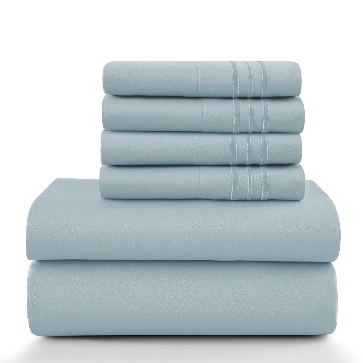 LDC Lux Decor Collection 6 Piece Solid Sheet Set Brushed Microfiber
