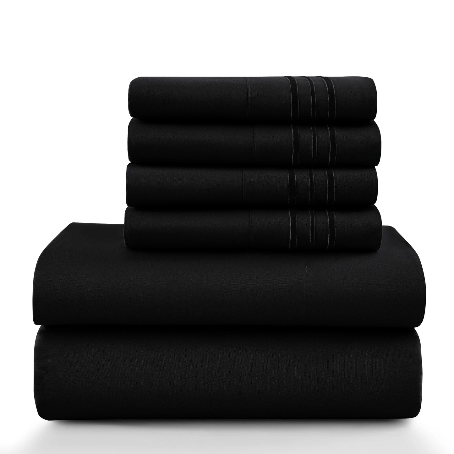 LDC Lux Decor Collection 6 Piece Solid Sheet Set Brushed Microfiber