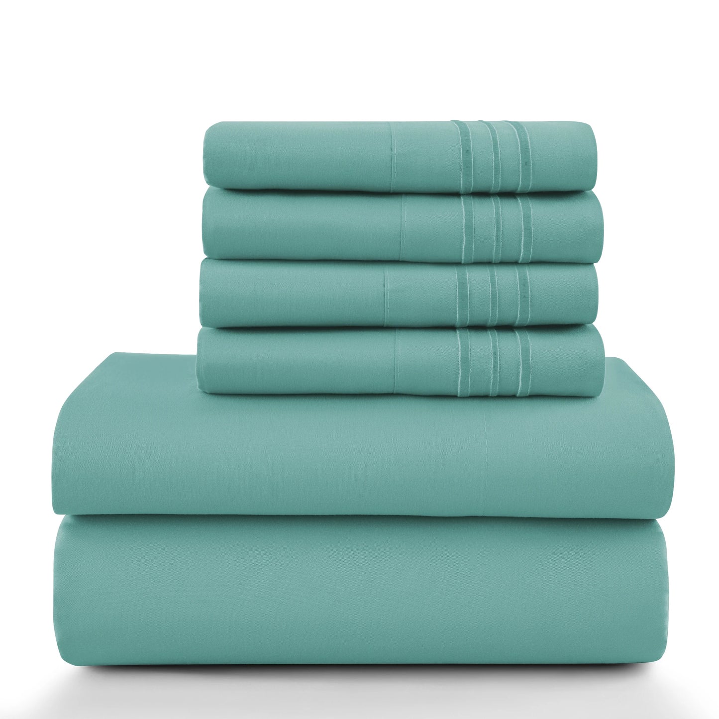 LDC Lux Decor Collection 6 Piece Solid Sheet Set Brushed Microfiber