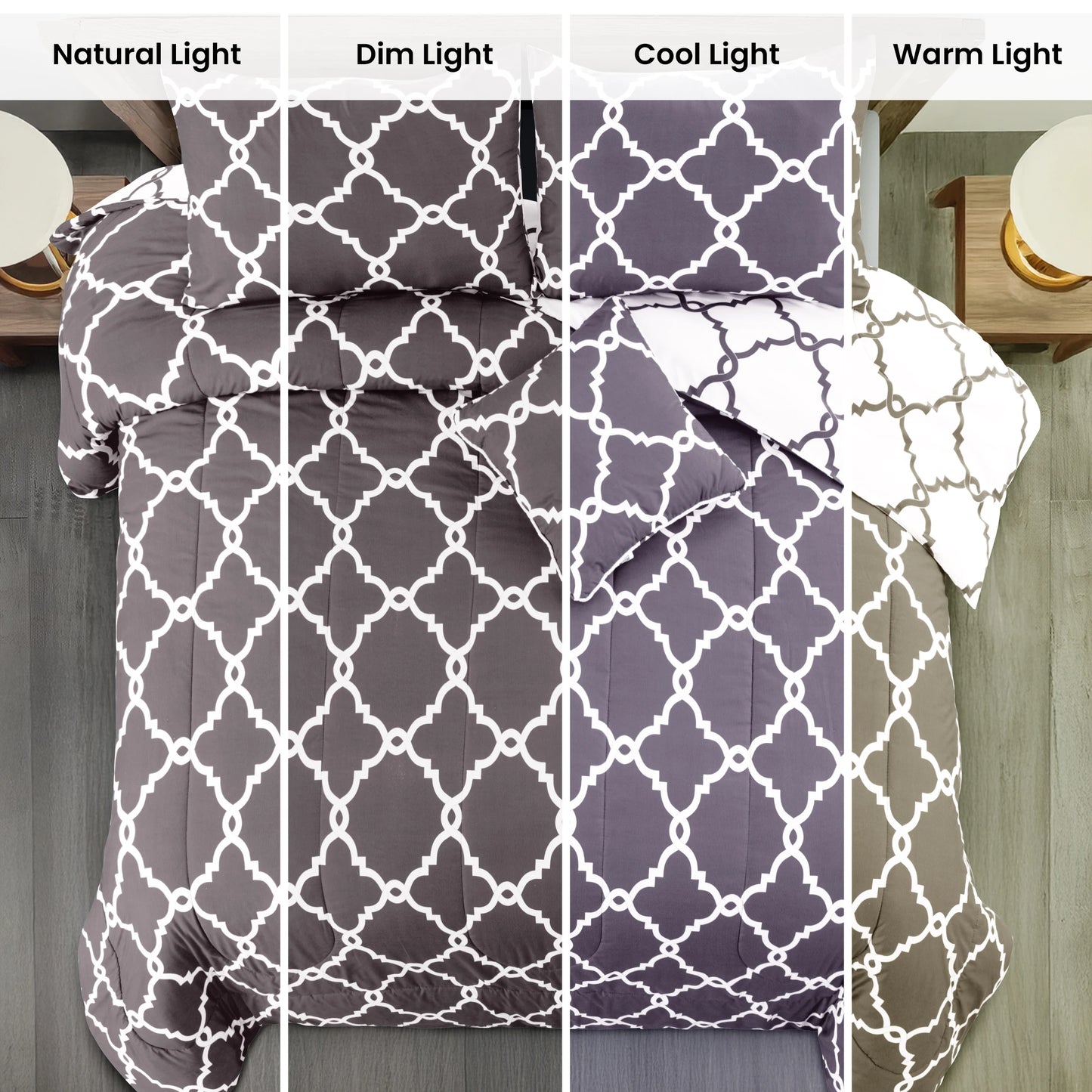 LDC Lux Decor Collection Reversible 5pc Comforter Set Microfiber Bedding