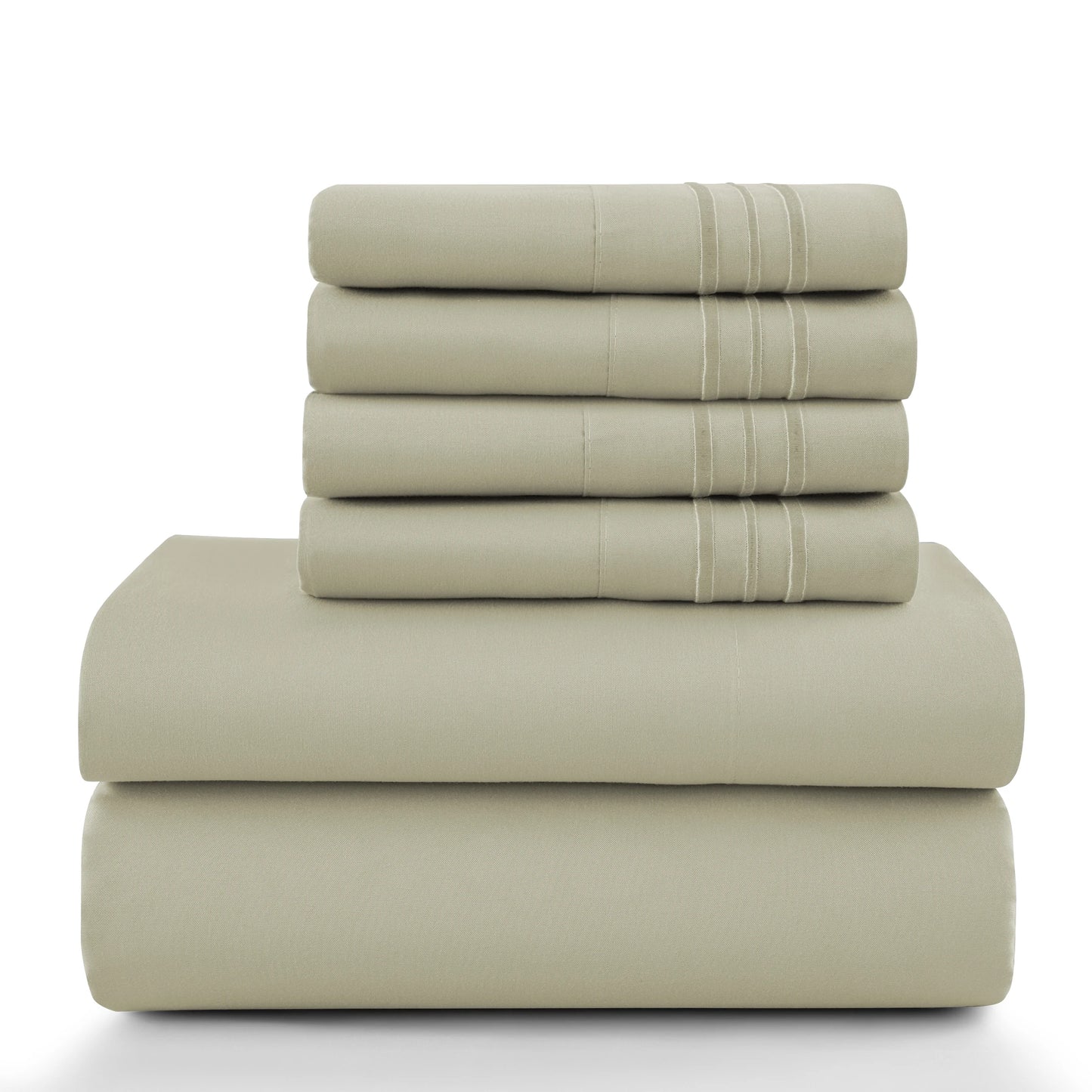 LDC Lux Decor Collection 6 Piece Solid Sheet Set Brushed Microfiber