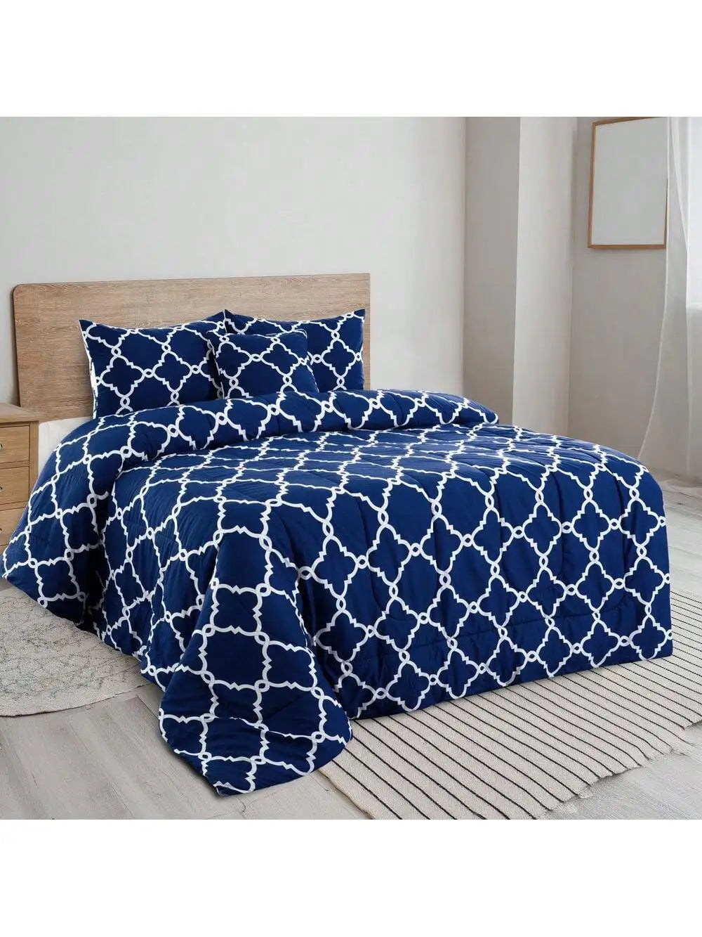 LDC Lux Decor Collection Reversible 5pc Comforter Set Microfiber Bedding