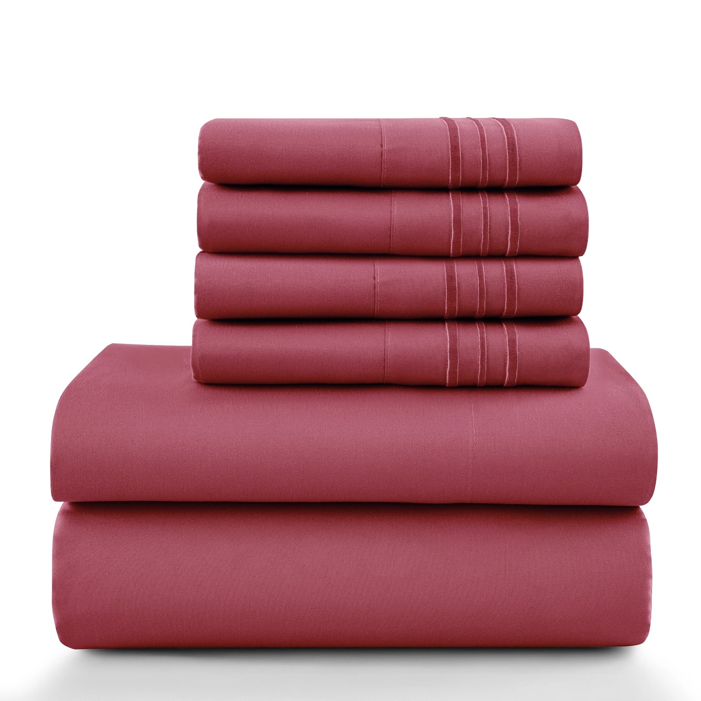 LDC Lux Decor Collection 6 Piece Solid Sheet Set Brushed Microfiber