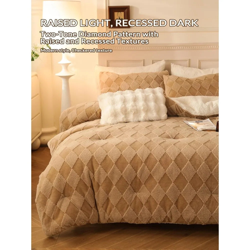 Fleece Comforter Set Bedding Ultra Soft Winter Sleep Ensemble