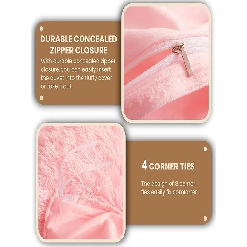 Light Luxury Plush Duvet Cover Set With Heart Pillowcases
