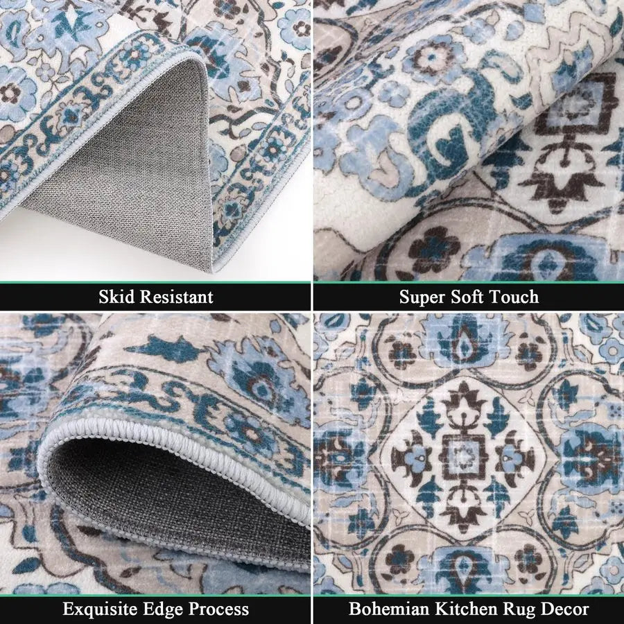 Farmhouse Boho Kitchen Rugs Set Of 3 Non Slip Washable Mats