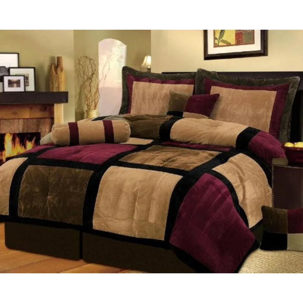 Micro Suede Queen Bed in a Bag Comforter Set Pillows