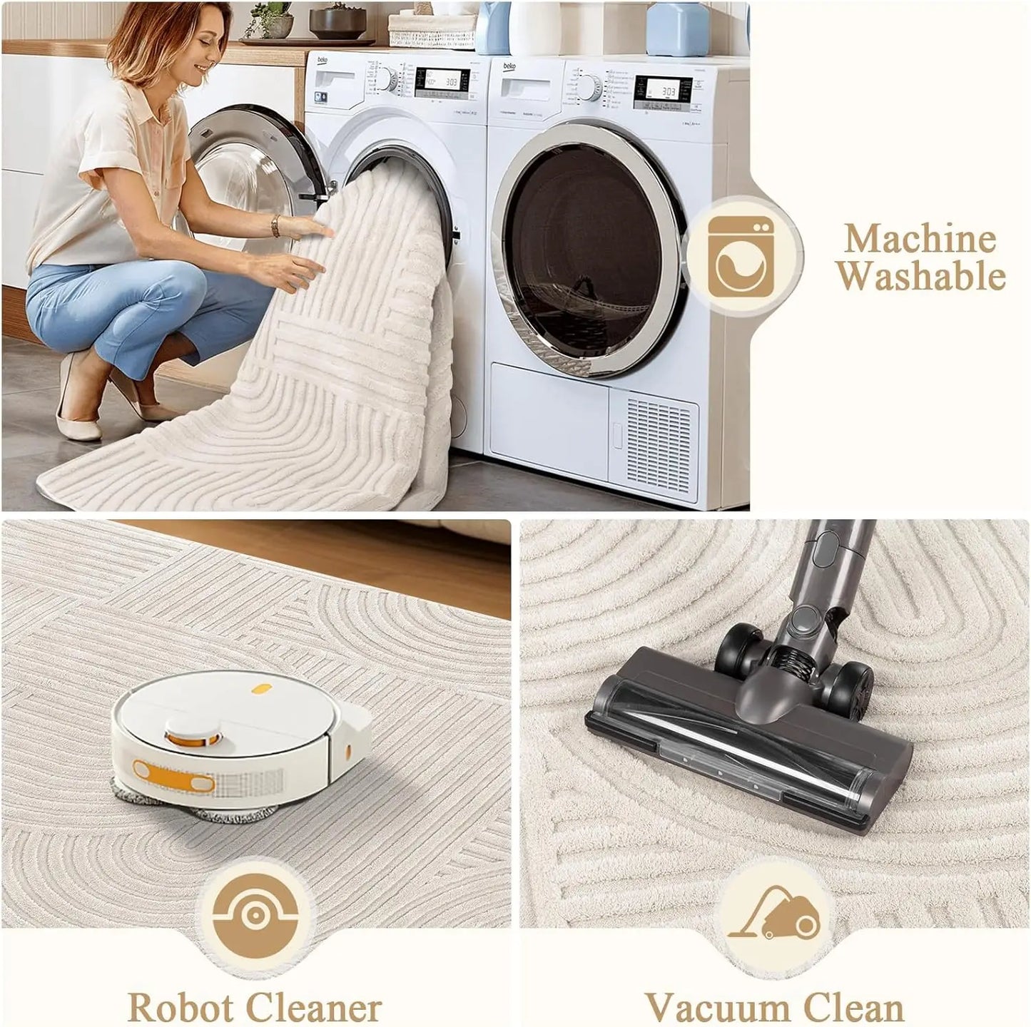 Washable Soft Non Slip Area Rug For Living Room Kitchen