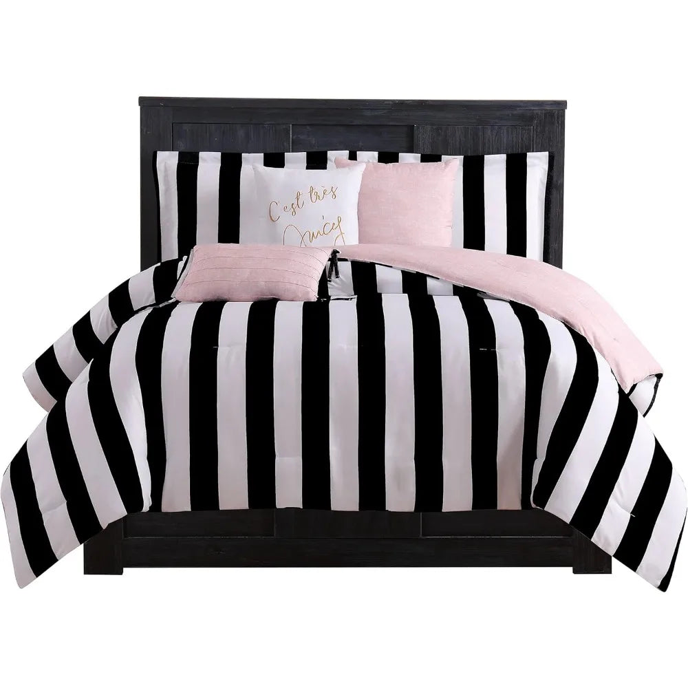 Cabana Stripe Reversible Bedding Set 6 Piece Bundle