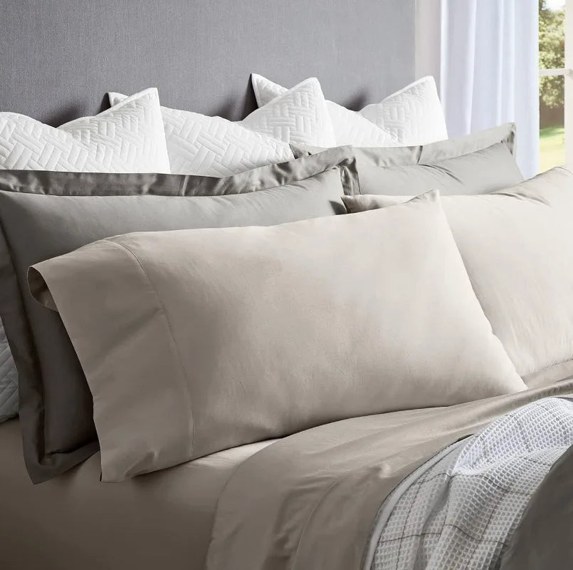 Percale Hemmed Sheet Set Cooling Breathable Organic Cotton