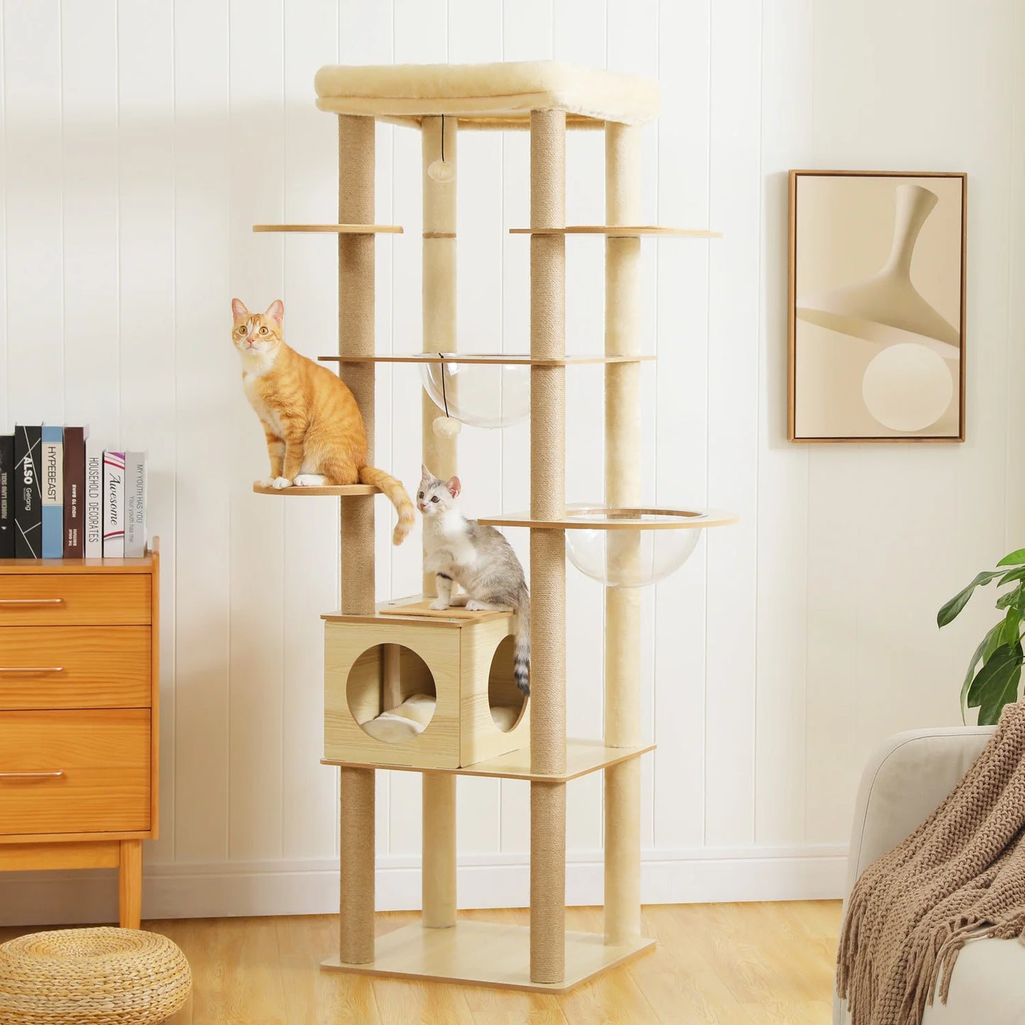 Multi-Level Cat Tree Indoor Wood Tower With Scratching Posts