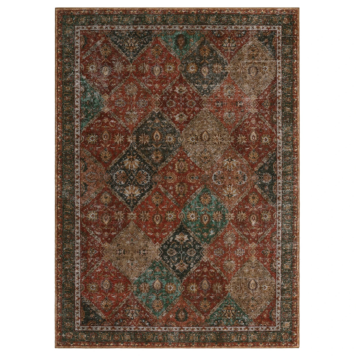 Moroccan Trellis Low Pile Living Room Rug Non Slip Machine Washable