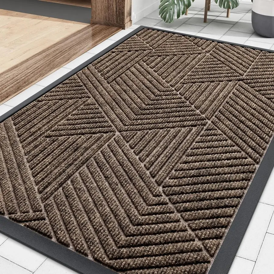Front Door Mat Heavy Duty Natural Rubber Doormat Traps Dirt
