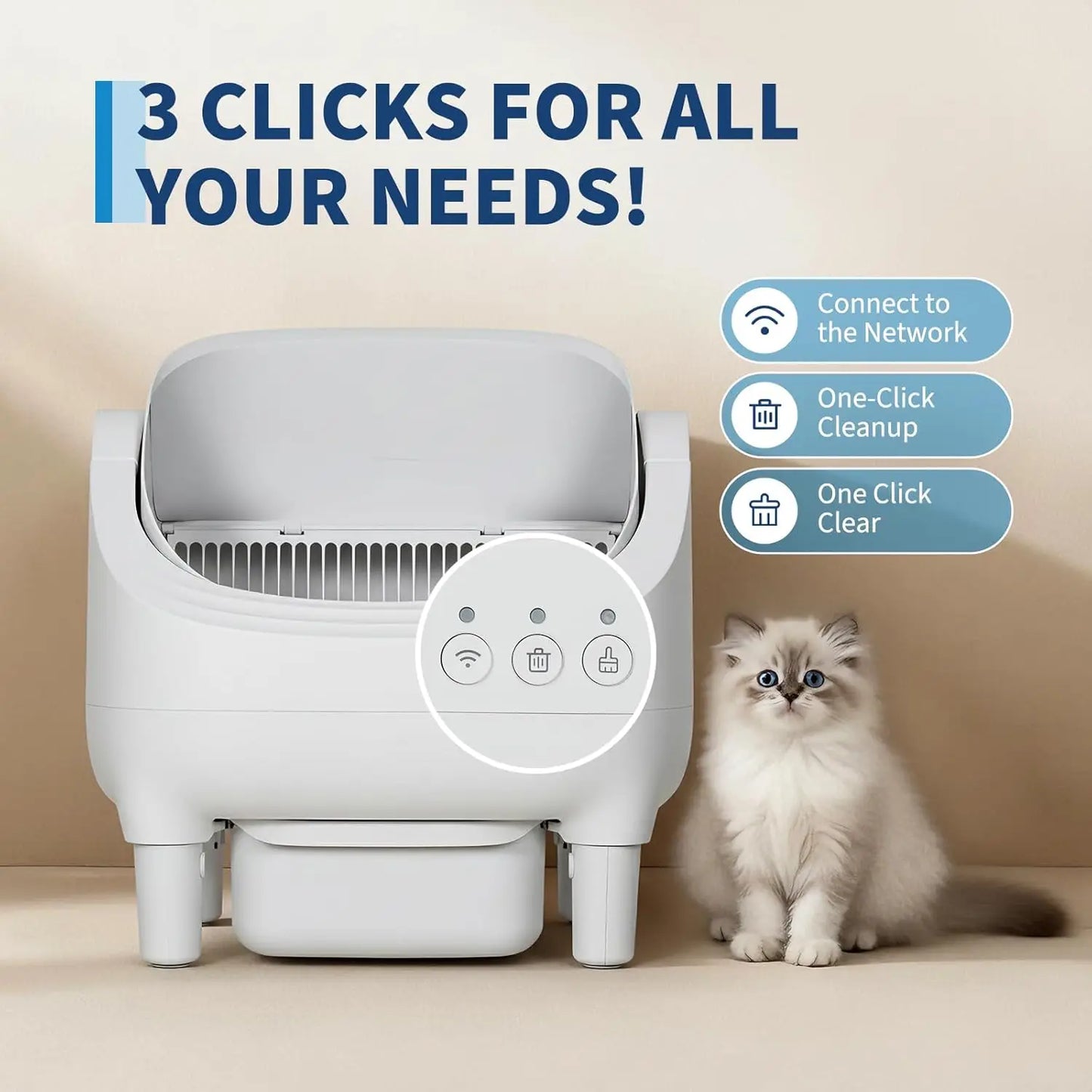 HiMISS App Controlled Automatic Self Cleaning Cat Litter Box