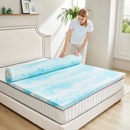 JHK Gel Memory Foam Mattress Topper For Bed Breathable Comfort