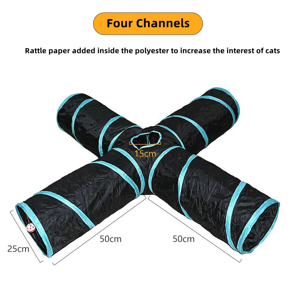 Cat S T Pass Foldable Play Tunnel Indoors Cats Toy