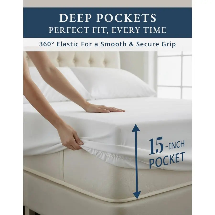 Egyptian Cotton Sheets Set Silky Sateen Weave