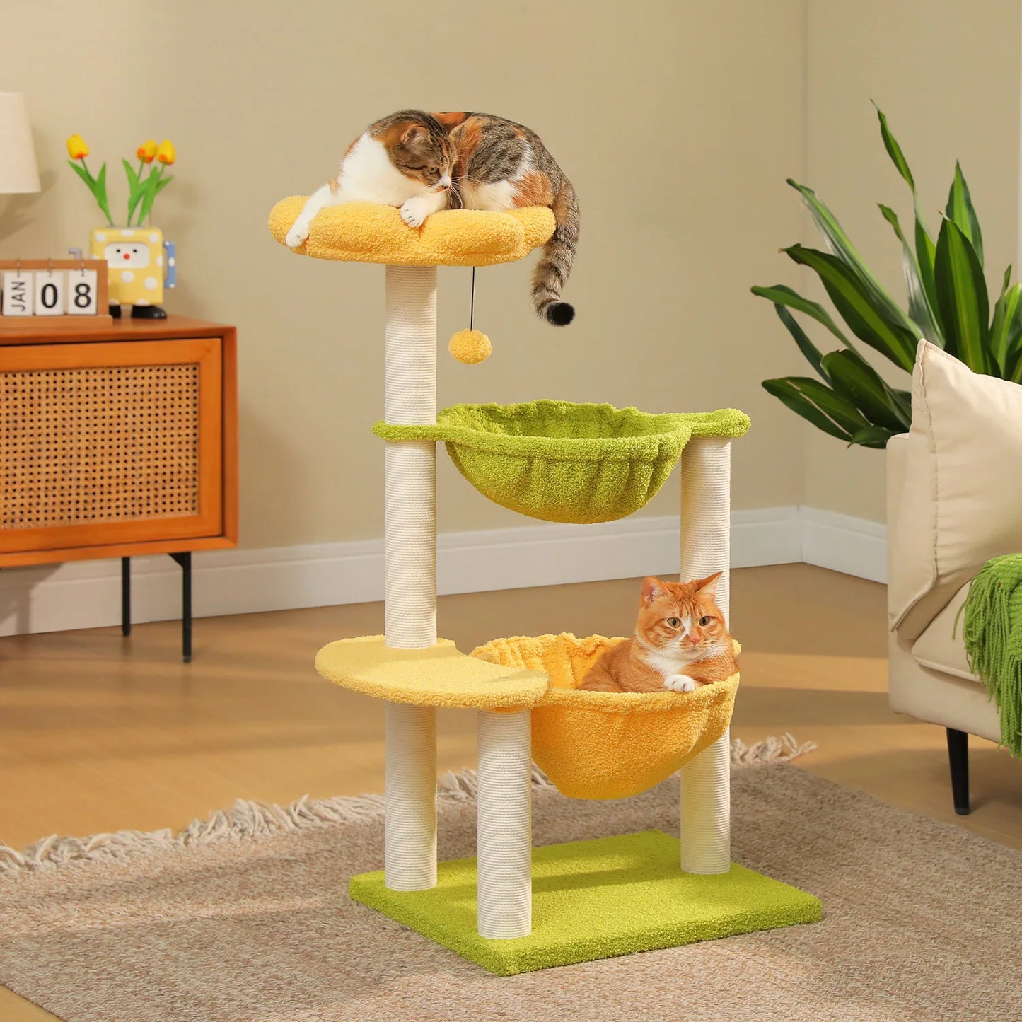 PAWZ Road Flower Cat Tree 2 Hammocks And Sisal Posts