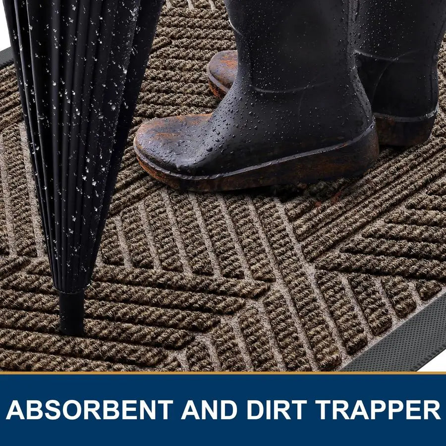 Front Door Mat Heavy Duty Natural Rubber Doormat Traps Dirt