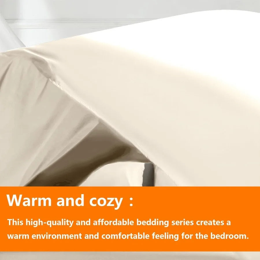 Light Beige Full Size Comforter Set - 7 Pieces Bed in a Bag Bedding with All Season Soft Quilted Warm Fluffy Reversible Comfort