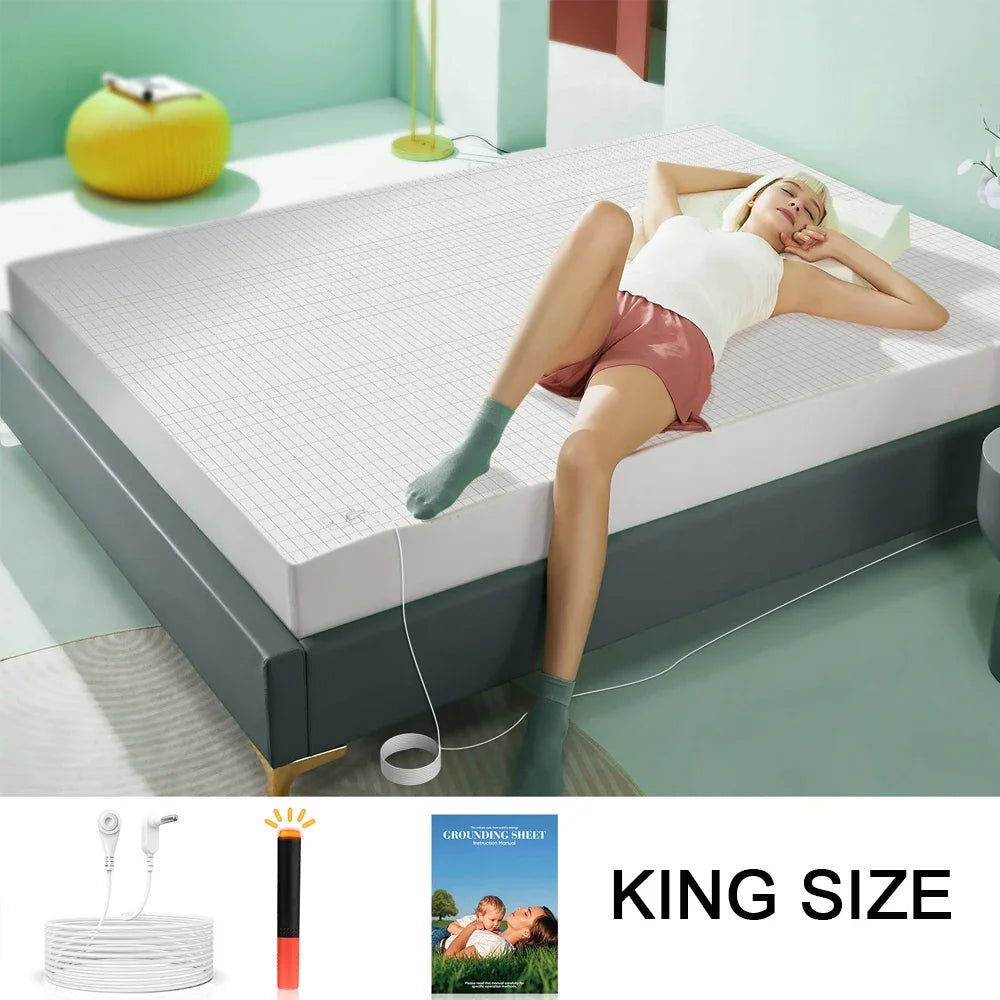 NONECN Earthing Organic Cotton Fitted Sheet With Conductive Silver Fiber