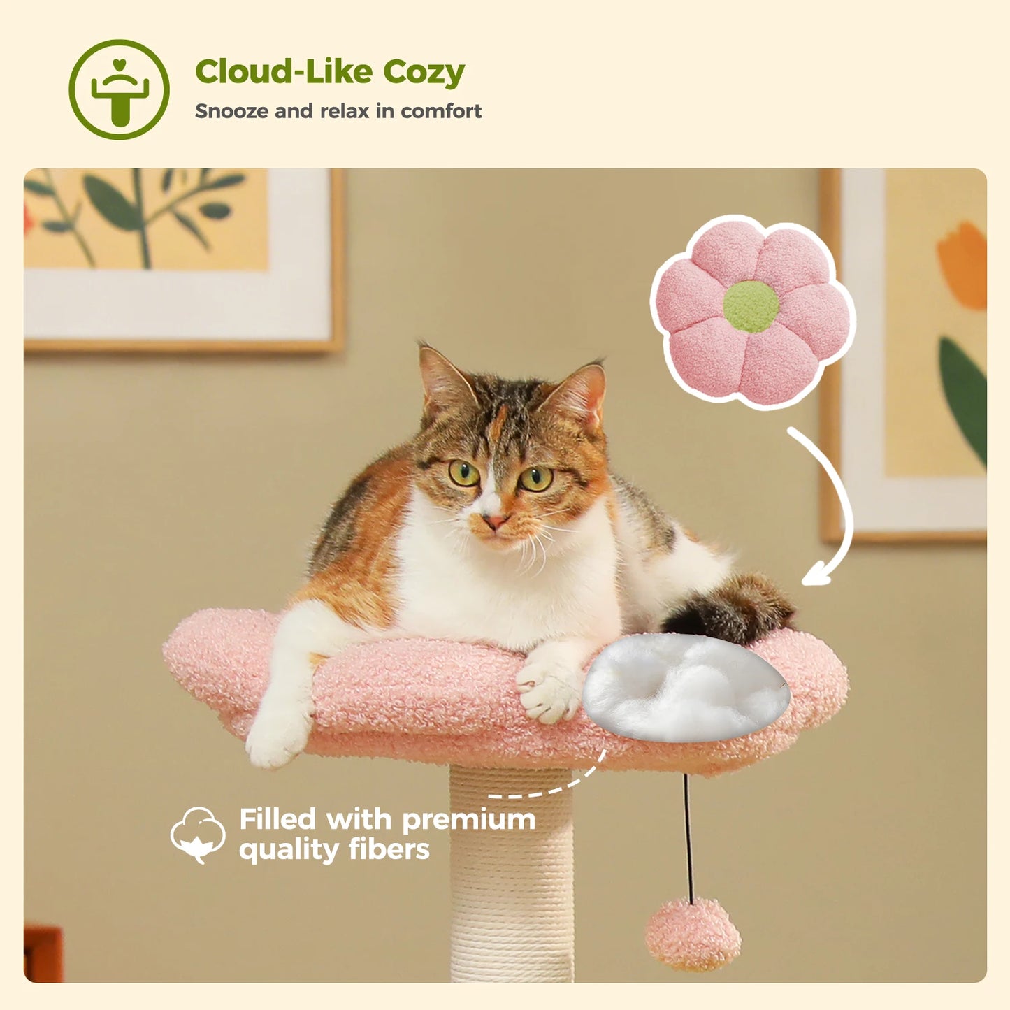 PAWZ Road Flower Cat Tree 2 Hammocks And Sisal Posts